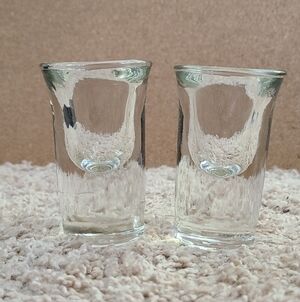 Vintage Libbey Heavy Bottomed Crystal Clear Shot Glass Pair